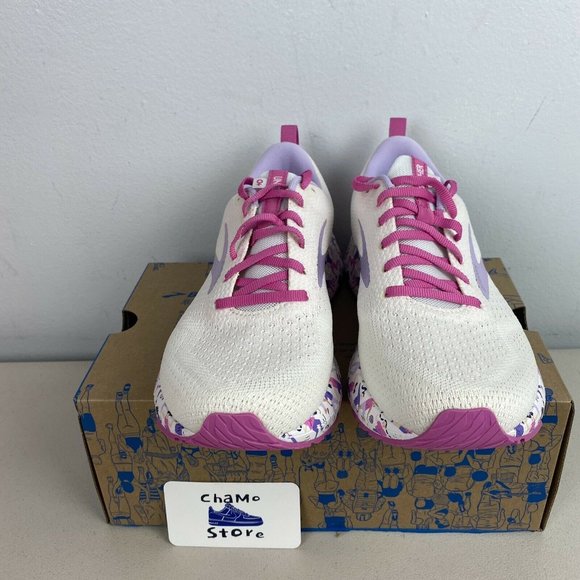 Brooks Revel 4 Womens Empower Her Running Shoes White Pink Unity - Picture 2 of 11